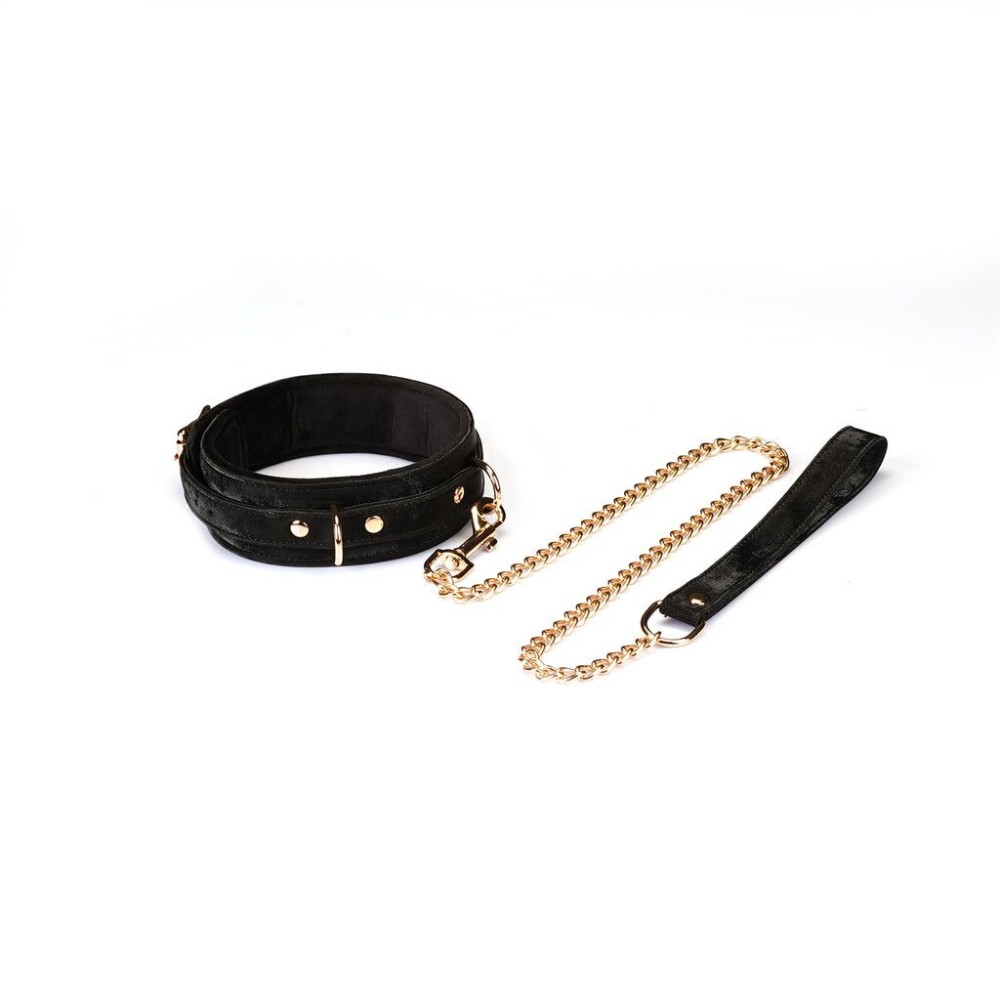 Нашийник з повідцем Liebe Seele Boudoir Amor Collar with Leash Black, три кільця - зображення 1
