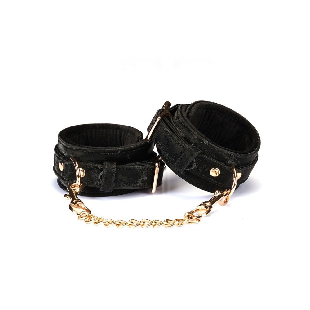 Наручники Liebe Seele Boudoir Amor Wrist Cuffs Black, з’єднувальний ланцюжок на карабінах - зображення 1