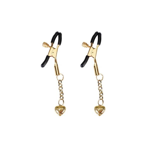 Затискачі для сосків з підвіскою Liebe Seele Hollow Heart Nipple Clamps Gold - зображення 1