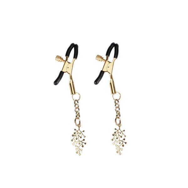 Затискачі для сосків з підвіскою Liebe Seele Rose Tree Nipple Clamps Gold - зображення 1