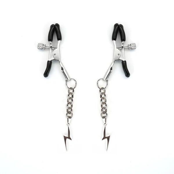 Затискачі для сосків Liebe Seele Lightning Nipple Clamps Silver, підвіска-блискавка - зображення 1