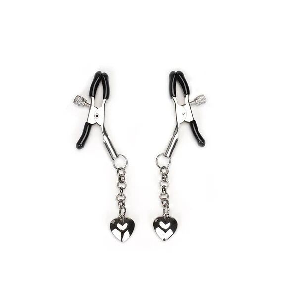 Затискачі для сосків Liebe Seele Solid Heart Nipple Clamps Silver, підвіска-сердечко - зображення 1