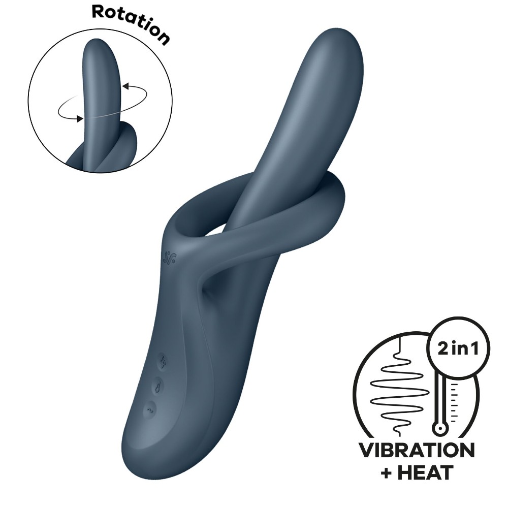 Вібратор з ротацією Satisfyer Heat Flex 4 Grey, підігрів до 39°C - зображення 1