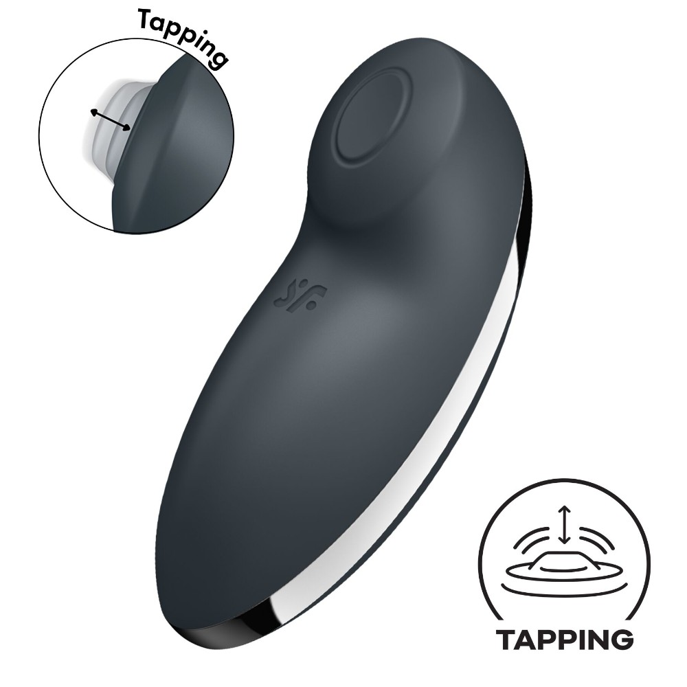Вібростимулятор-пульсатор Satisfyer Tap & Climax 2 Grey, ефект постукування пальцем - зображення 1