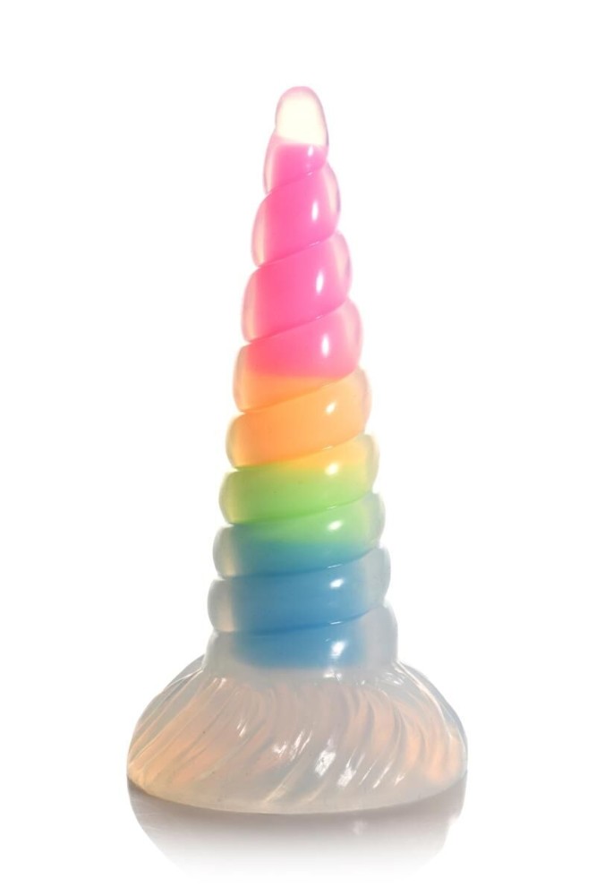 Фентезійний фалоімітатор Creature Cocks Luminescent Rainbow Silicone Dildo, світиться в темряві, 19,6 см - зображення 1