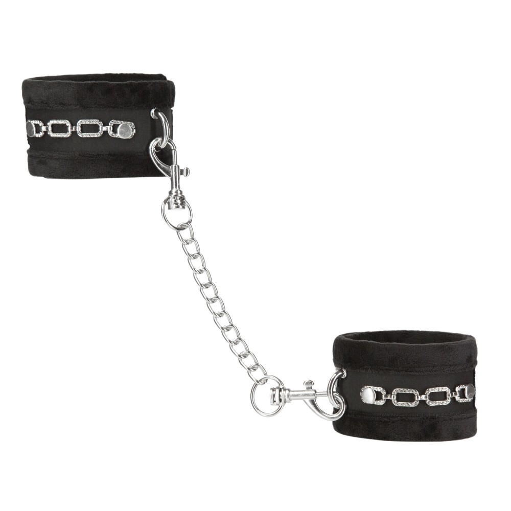 Наручники Punishment – Crystal Detail Handcuffs – Black, знімний ланцюжок, оздоблені кристалами - зображення 1