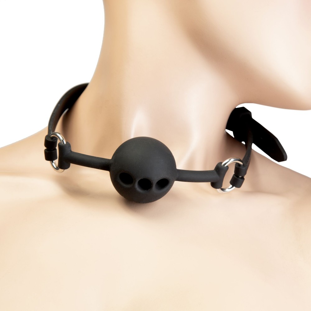 Повітропроникний кляп із силіконовою кулькою Punishment – Silicone Ball Gag – Black - зображення 1