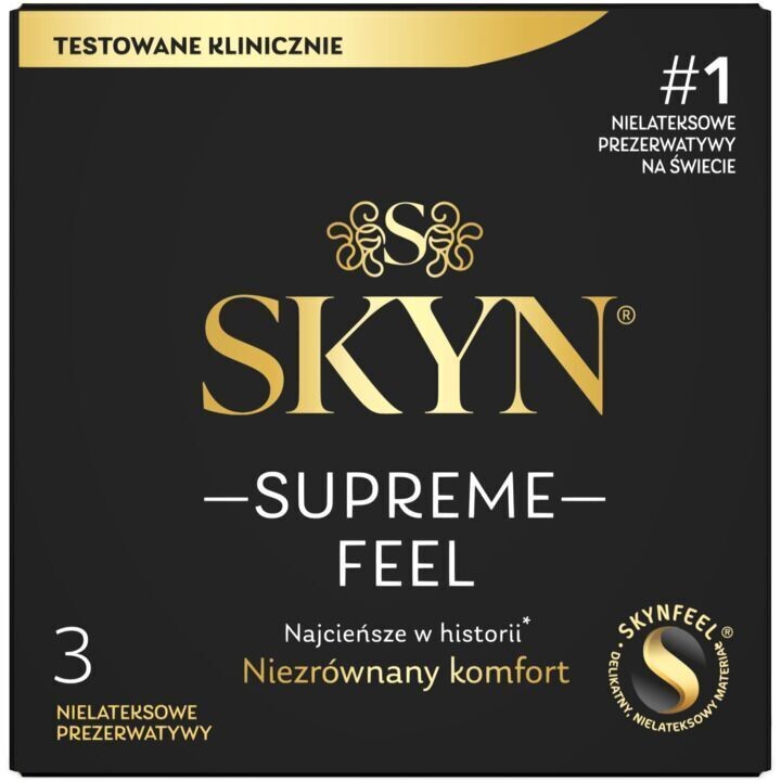 Ультратонкі безлатексні презервативи SKYN Supreme Feel 3 шт, 0,035 мм, природна текстура шкіри - зображення 1