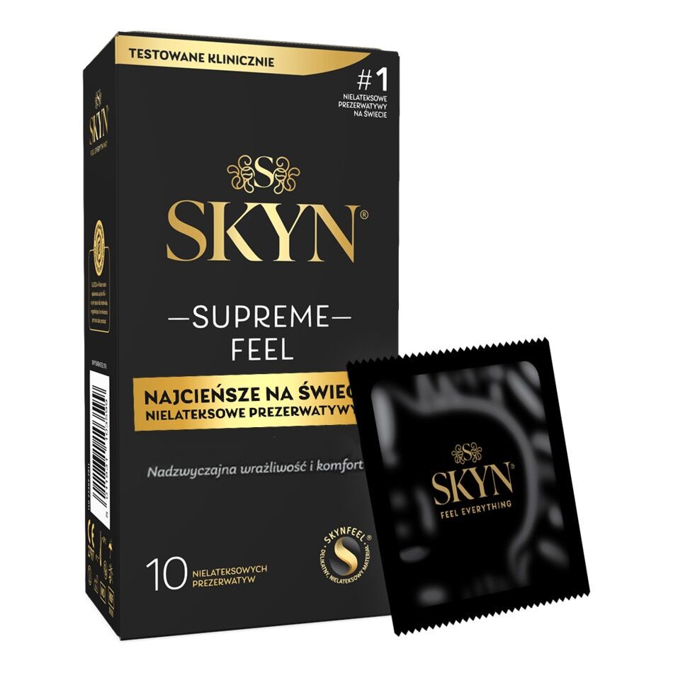 Ультратонкі безлатексні презервативи SKYN Supreme Feel 10 шт, 0,035 мм, природна текстура шкіри - зображення 1