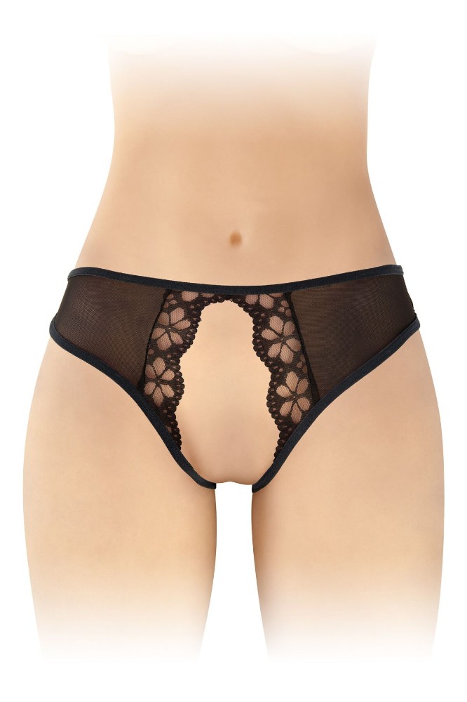 Трусики з відкритим доступом Fashion Secret Ambre Black, сітка - зображення 1