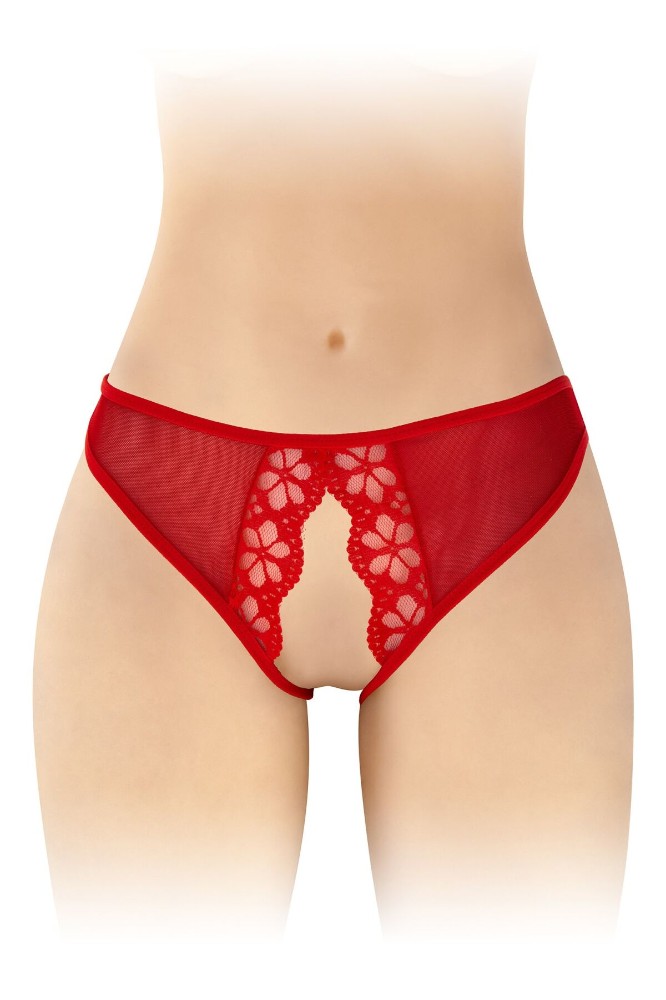Трусики з відкритим доступом Fashion Secret Ambre Red, сітка - зображення 1