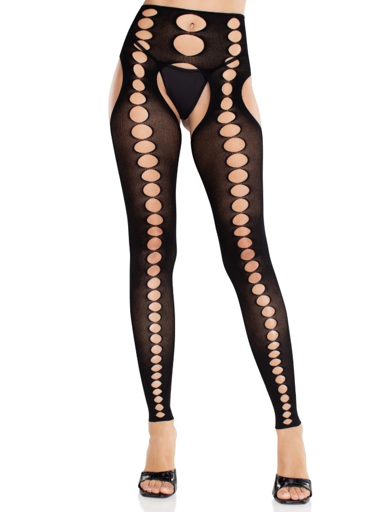 Колготки Leg Avenue Seamless Opaque Footless Suspender Hose One Size Black - зображення 1