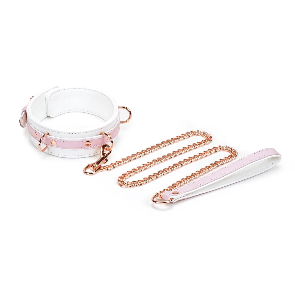 Нашийник з повідцем Liebe Seele White & Pink Fairy Goat Leather Collar - зображення 1