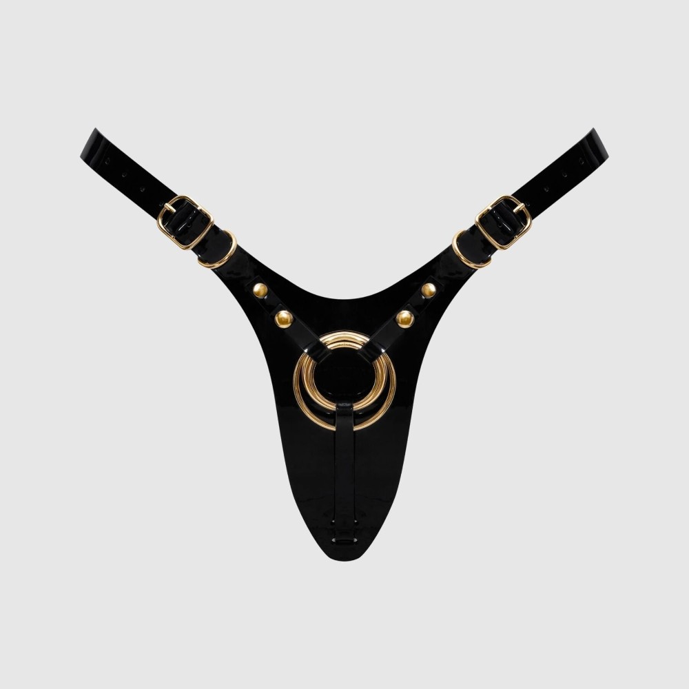 Трусики для страпона Strap-On-Me Leatherette Harness Fabulous - One Size - Black Glossy - зображення 1
