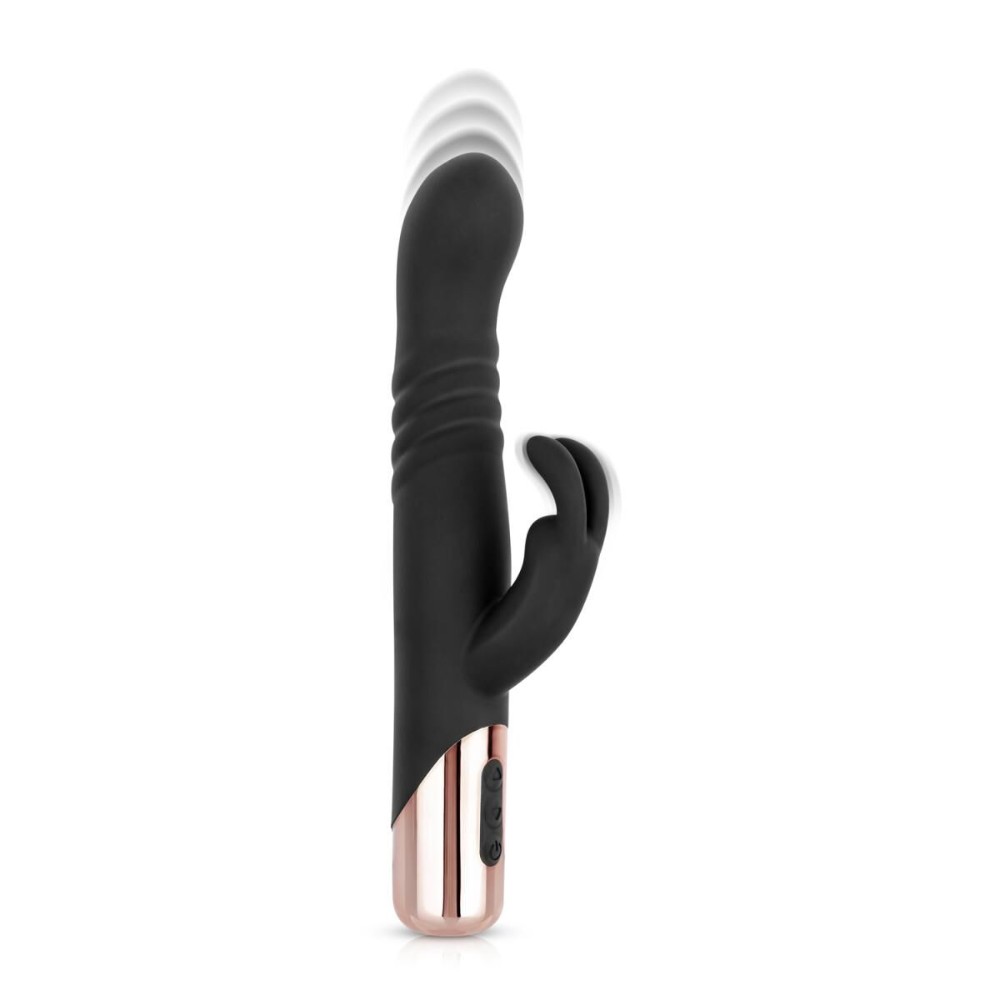 Вібратор-кролик Rosy Gold - Rabbit Vibrator with thrusting function - Black - зображення 1