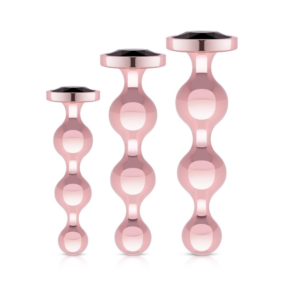 Набір анальних іграшок Rosy Gold - Metal Butt Plug Set 3 Pieces - зображення 1