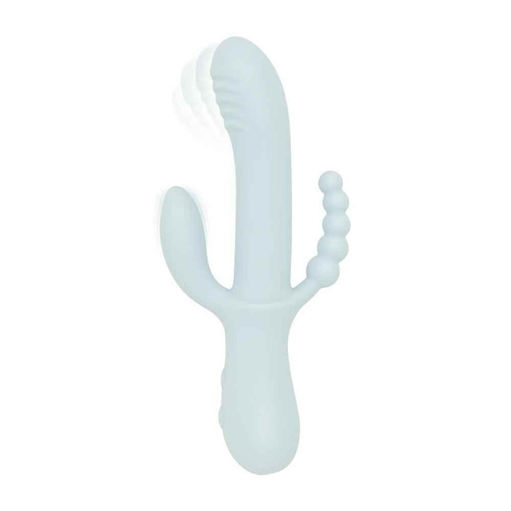 Потрійний вібратор Good Vibes Only – SAGE Triple Stimulation Vibe Soft Silicone – Blue, манливий рух - зображення 1