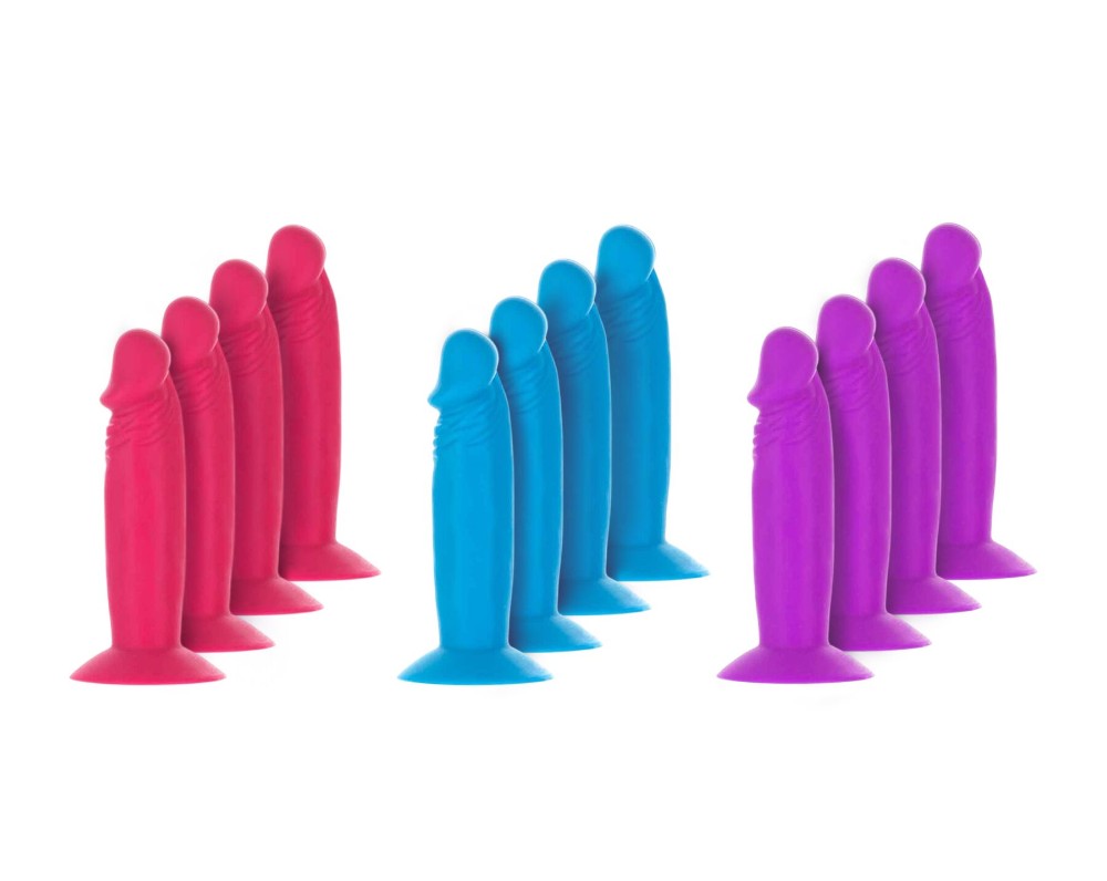 Набір фалоімітаторів ADDICTION Silly Willy 3.3” Silicone Dildo, 3 кольори, 12 шт - зображення 1