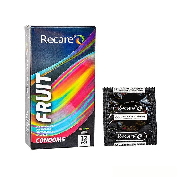 Презервативи Holographic Recare Fruit Flavour Condoms 12 шт, аромати: м'ята, банан, полуниця - зображення 1