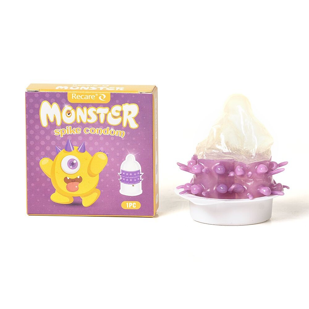 Насадка на член Recare Yellow Monster Spike Condom (презерватив з рядами пухирців та шипів) - зображення 1