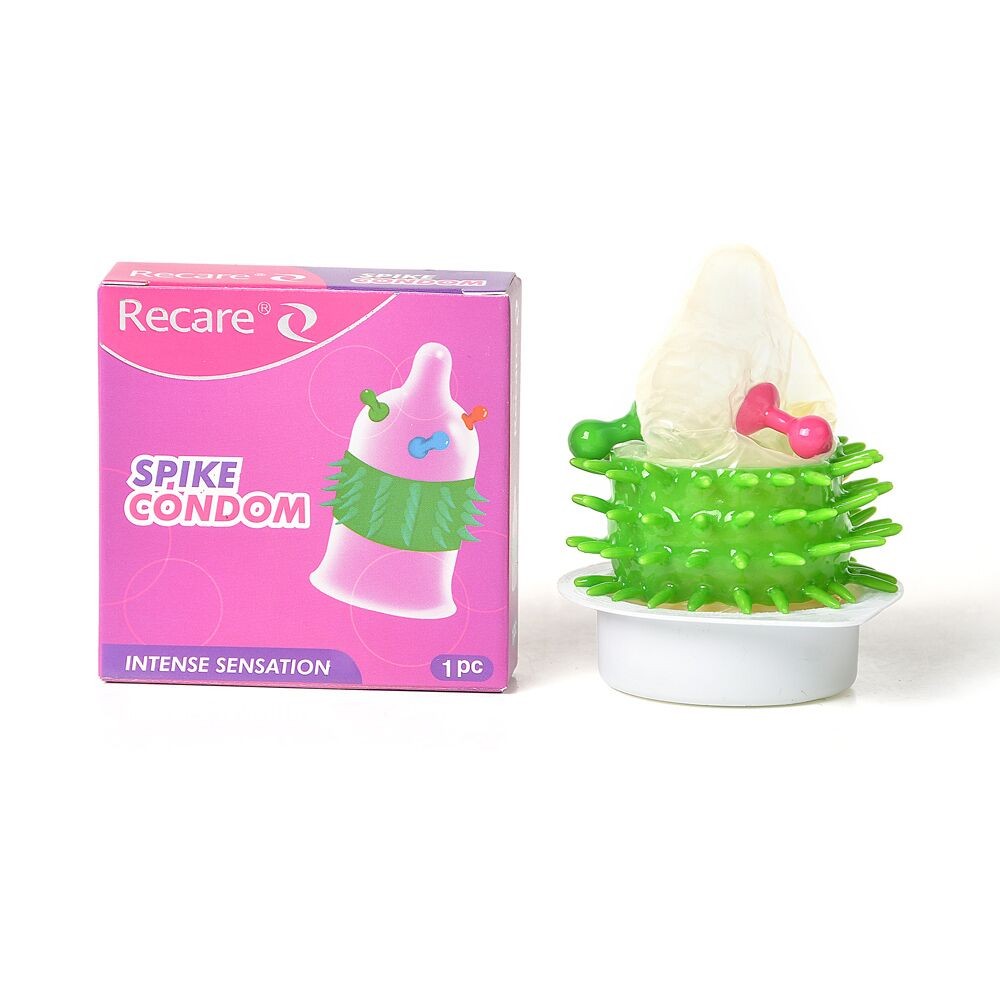 Насадка на член Recare Spike Condom Pink (презерватив з кульками та рядами шипів) - зображення 1