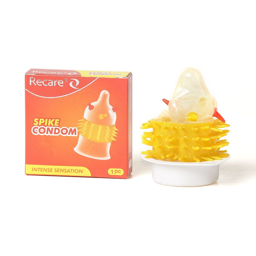 Насадка на член Recare Spike Condom Orange (презерватив з вусиками та шипами) - зображення 1