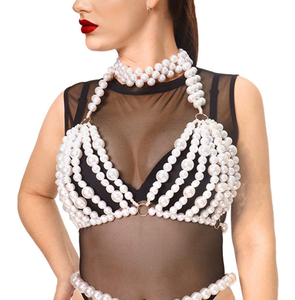 Ліф з перлин Art of Sex - Jasmine, колір білий, розмір XS-2XL - зображення 1