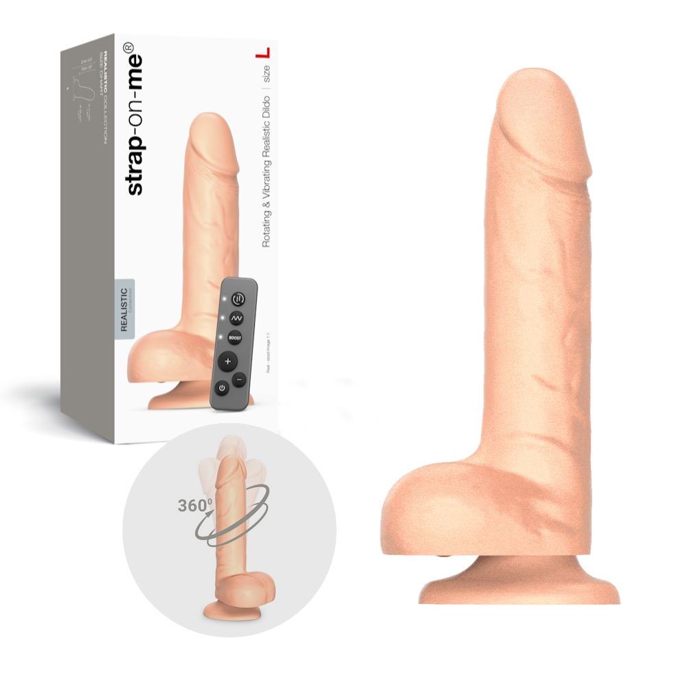 Фалоімітатор з вібрацією та ротацією Strap-On-Me Rotating & Vibrating Realistic Dildo – L – Vanilla - зображення 1