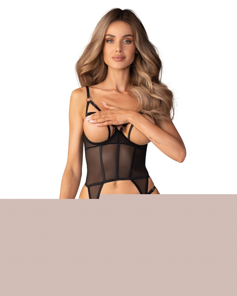Корсет Obsessive Euridia corset & tanga XL/2XL - зображення 1