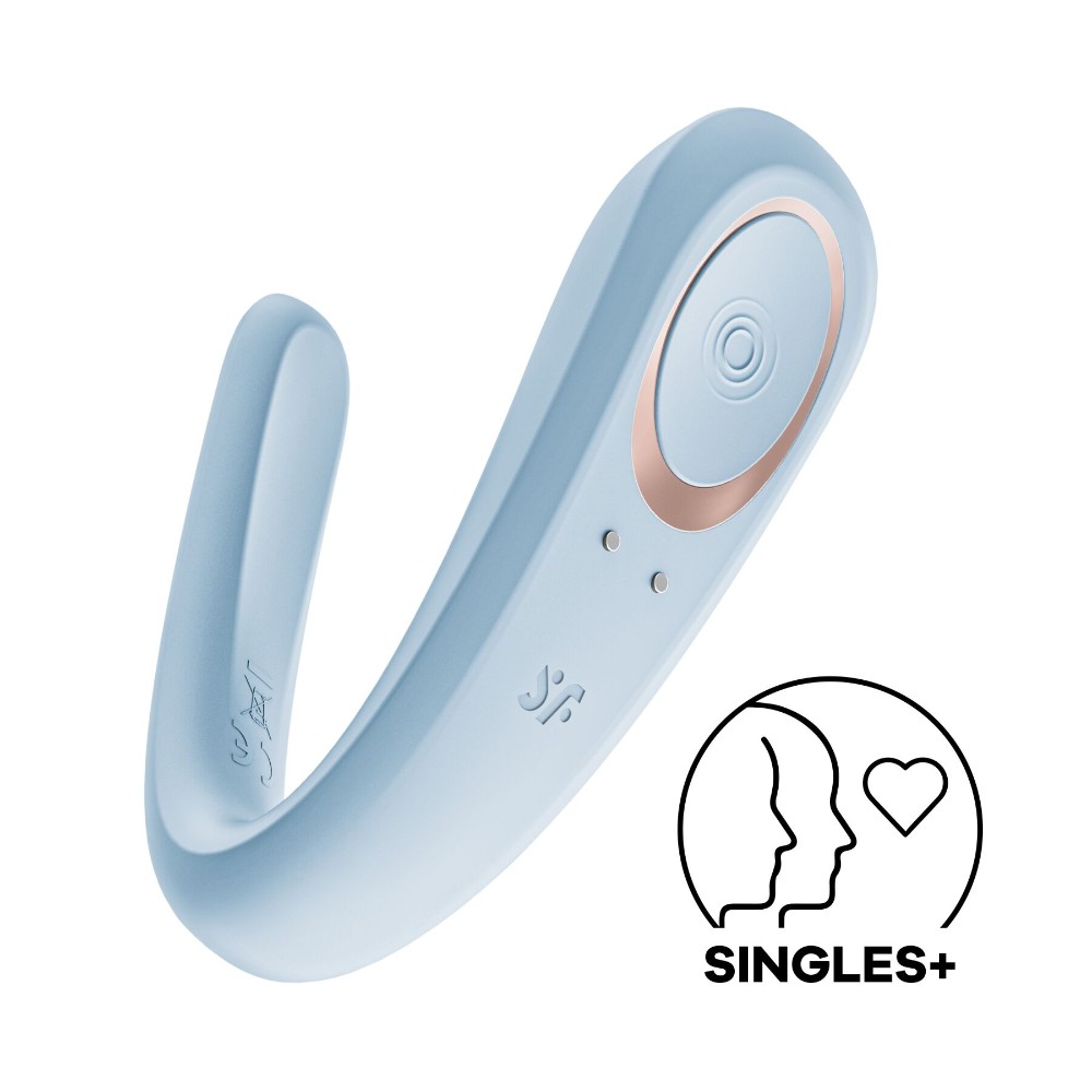 Вібратор для пар Satisfyer Double Classic Light Blue з одним моторчиком - зображення 1