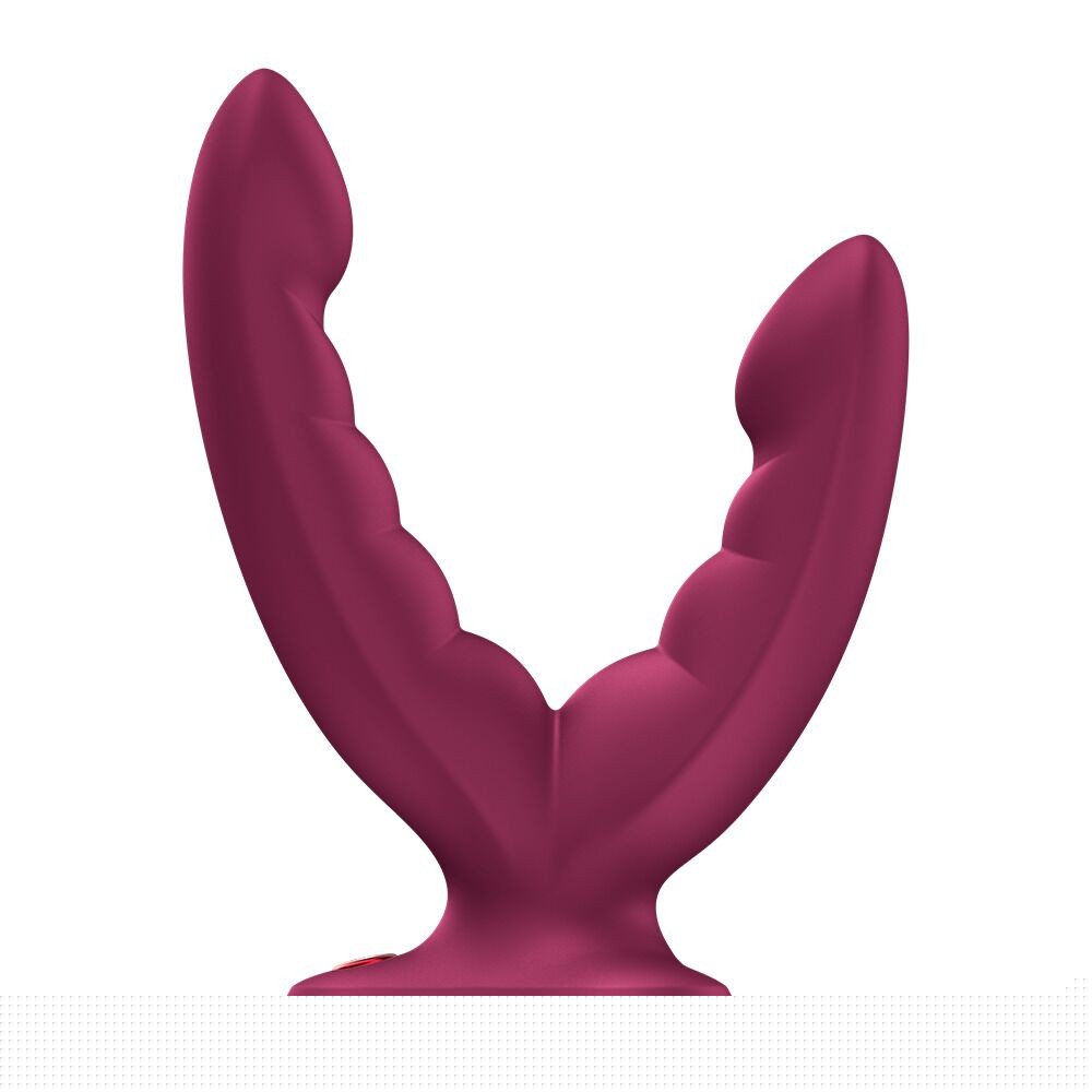 Подвійний фалоімітатор Fun Factory RYDE Wine Red, гнучкі стовбури, присоска - зображення 1