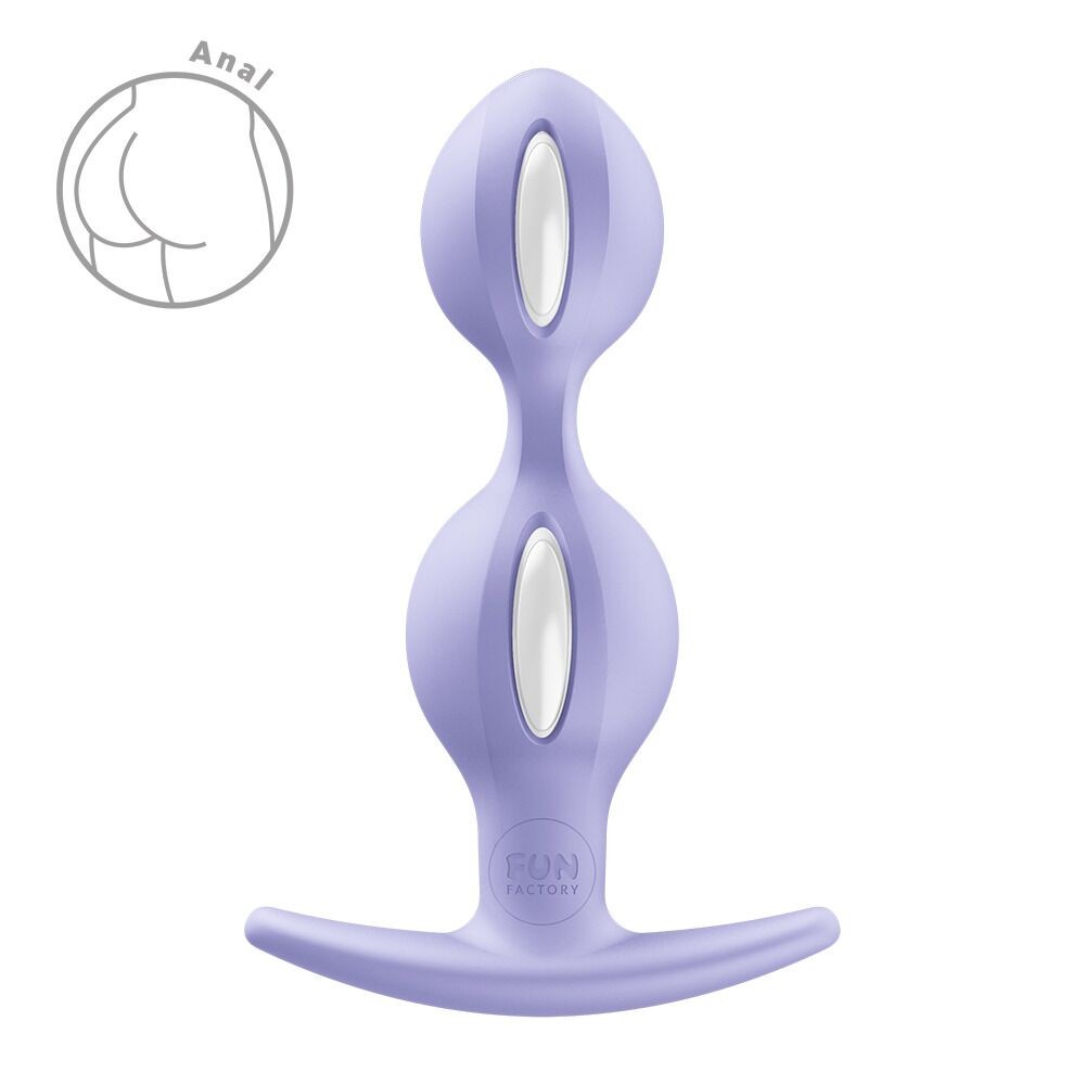 Анальні кульки Fun Factory B BALLS DUO Purple, ефект вібрації, діаметр 3,2 та 3,6 см - зображення 1