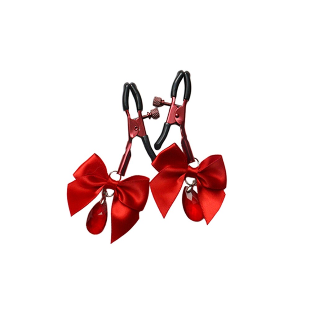 Затискачі для сосків з регулюванням Art of Sex - Flirty Bow, колір червоний - зображення 1