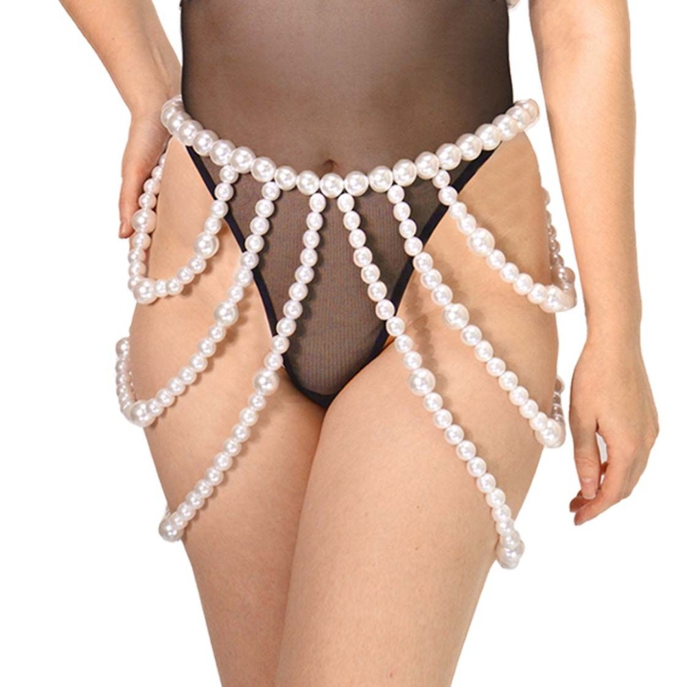 Спідниця з перлин Art of Sex - Jasmine, колір білий, розмір XS-2XL - зображення 1