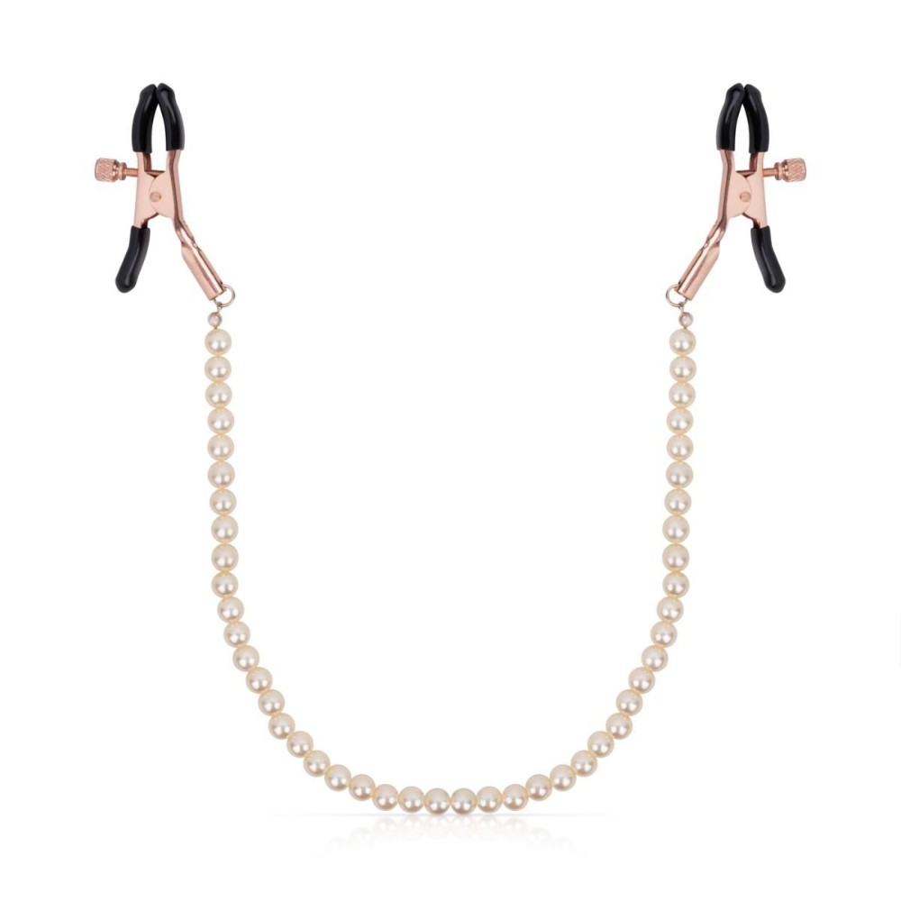 Затискачі для сосків з перлинним ланцюжком Rosy Gold - Nipple Clamps Pearls - зображення 1