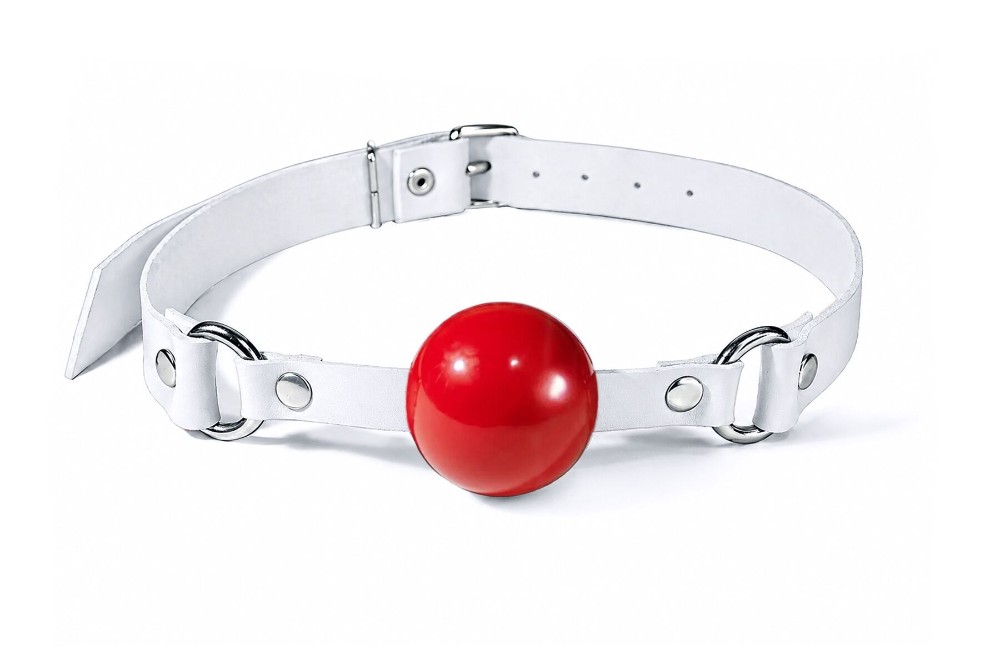 Кляп силіконовий Feral Feelings Silicon Ball Gag White/Red, білий ремінець, червона кулька - зображення 1