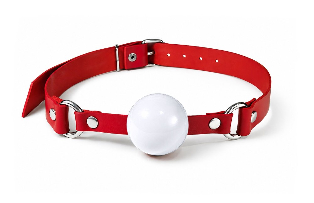 Кляп силіконовий Feral Feelings Silicon Ball Gag Red/White, червоний ремінець, біла кулька - зображення 1