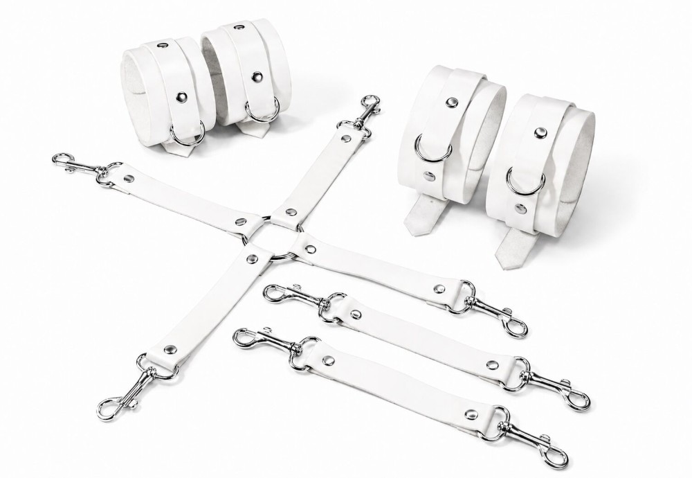 Набір для БДСМ Feral Feelings BDSM Kit 3 White, наручники, поножі, хрестовина - зображення 1