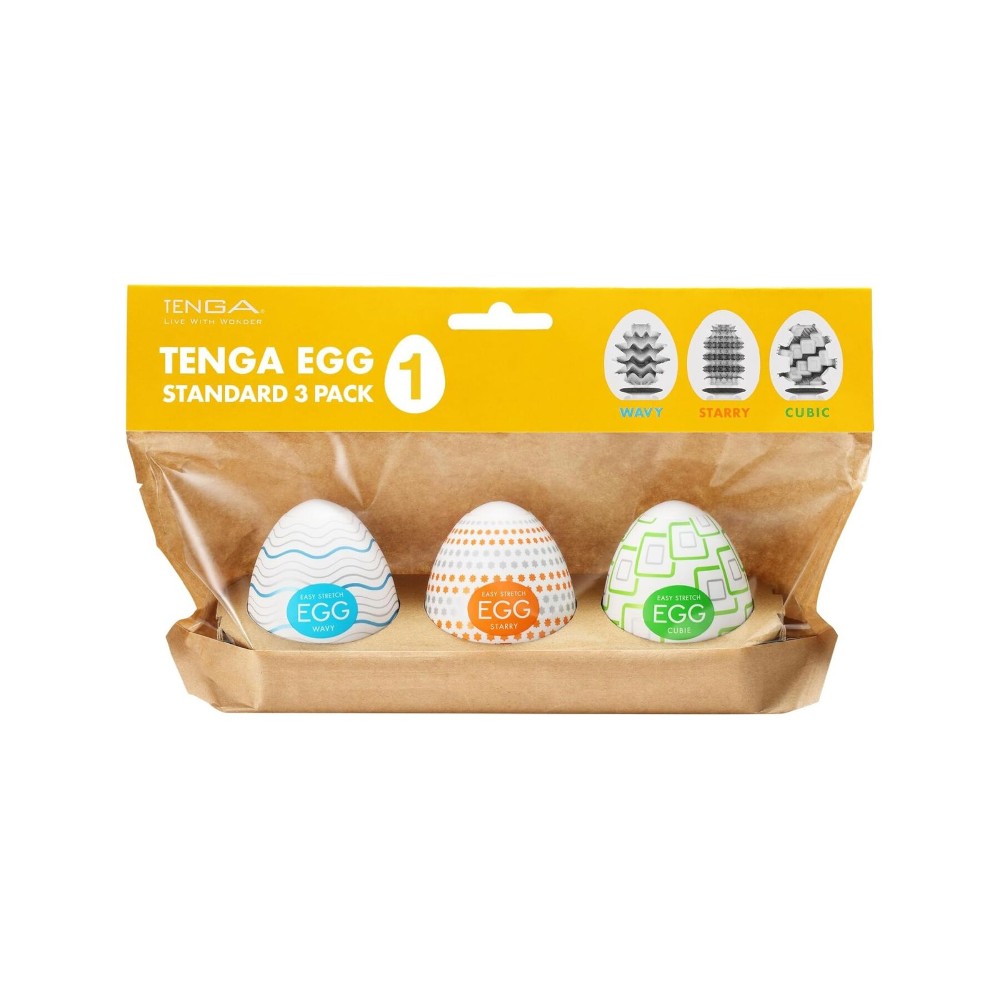 Набір мастурбаторів-яєць Tenga Egg Standard 3 Pack 1 (Wavy, Starry, Cubic) - зображення 1
