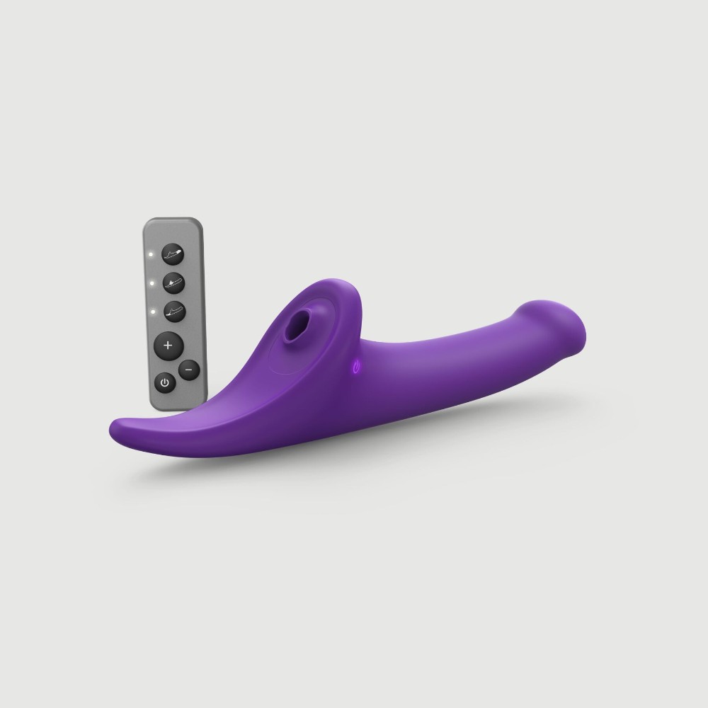Вібронасадка для страпону з вакуумною стимуляцією Strap-On-Me Multi Orgasm Dildo S Purple - зображення 1