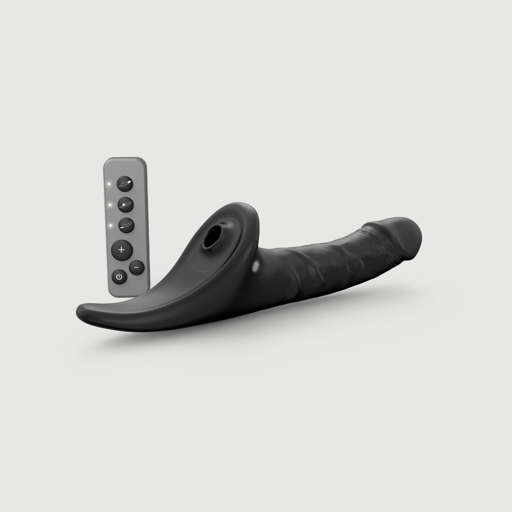 Вібронасадка для страпону з вакуумною стимуляцією Strap-On-Me Multi Orgasm Realistic Dildo XL Black - зображення 1