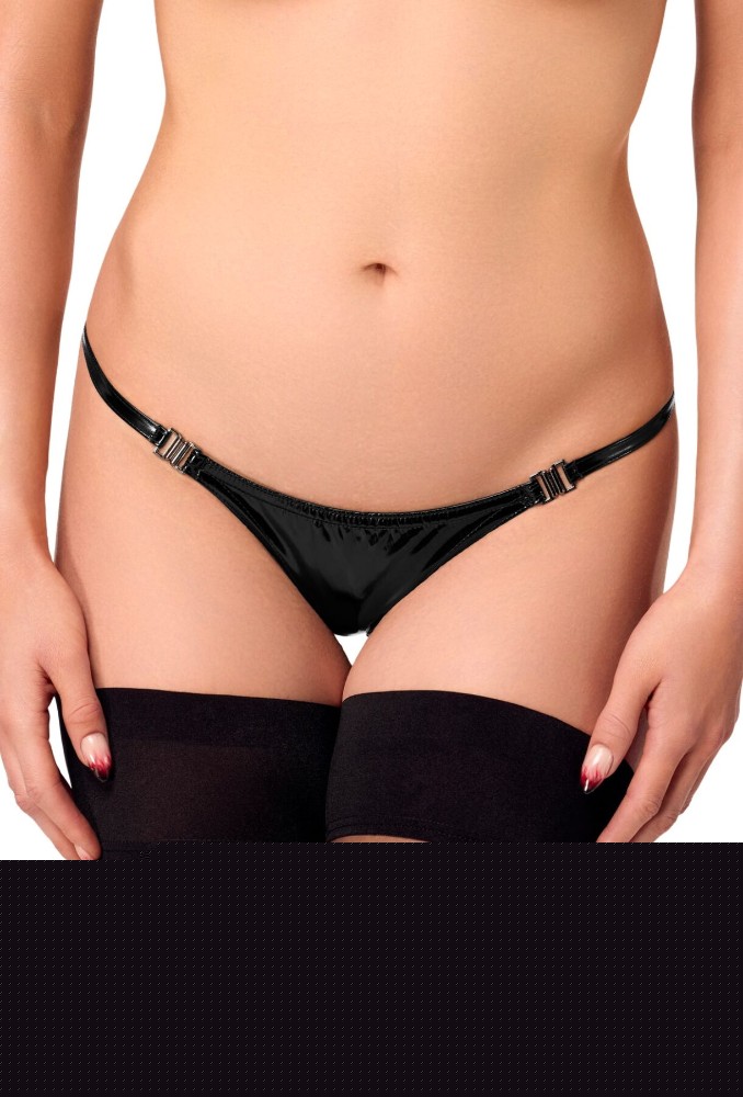 Трусики Noir Handmade P014 Dominae PVC panty with silver clasp XXL - зображення 1