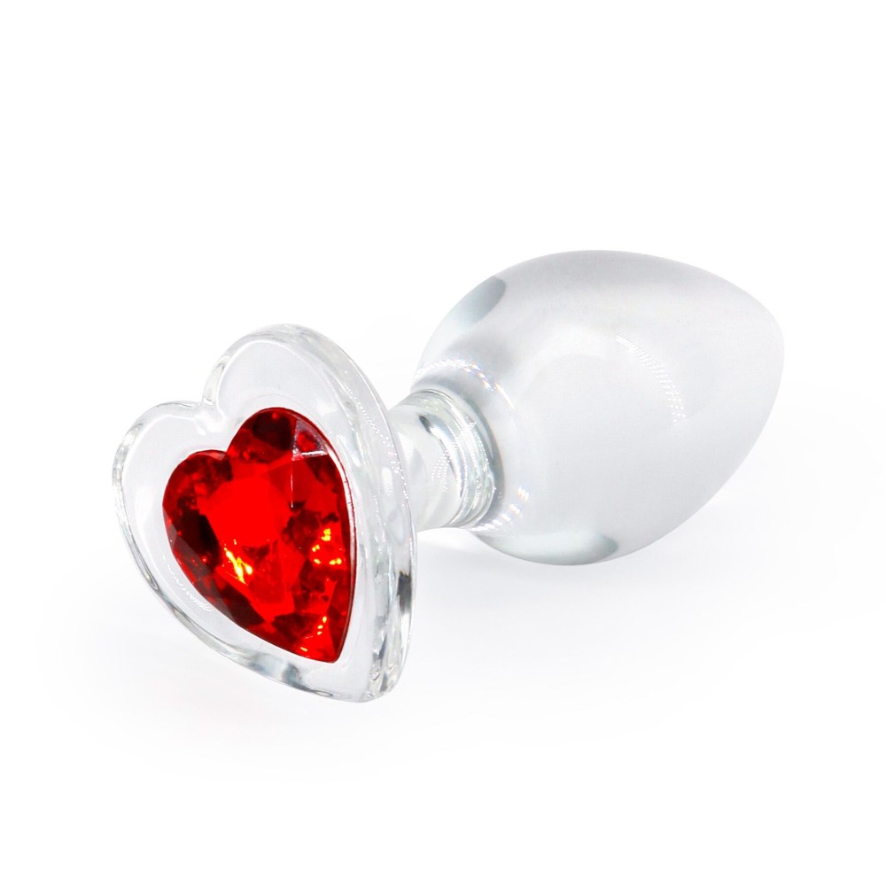 Скляна анальна пробка NS Novelties Crystal - Desires - Red Heart - Medium - зображення 1
