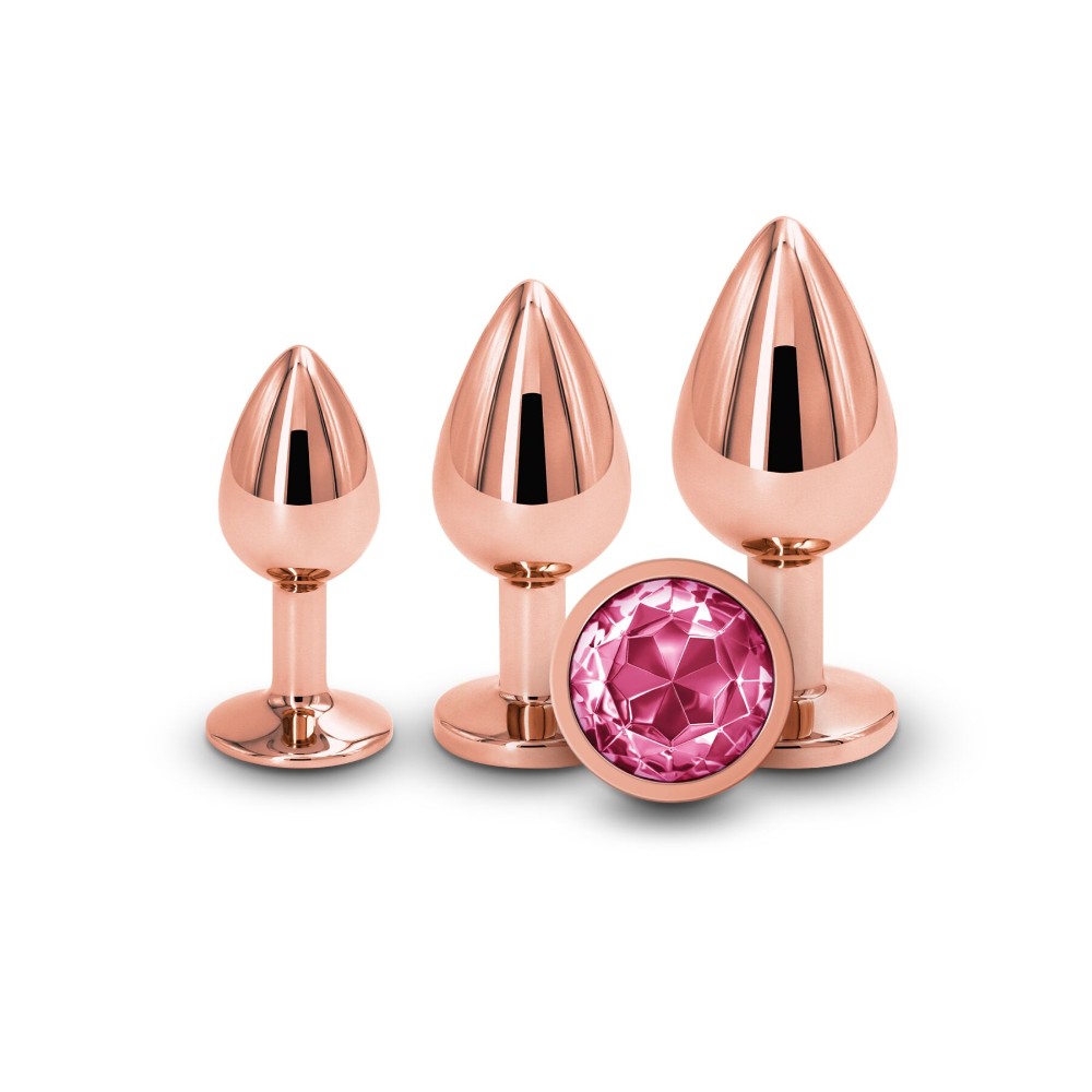 Набір анальних пробок NS Novelties Rear Assets - Trainer Kit - Rose Gold - Pink Gem - зображення 1