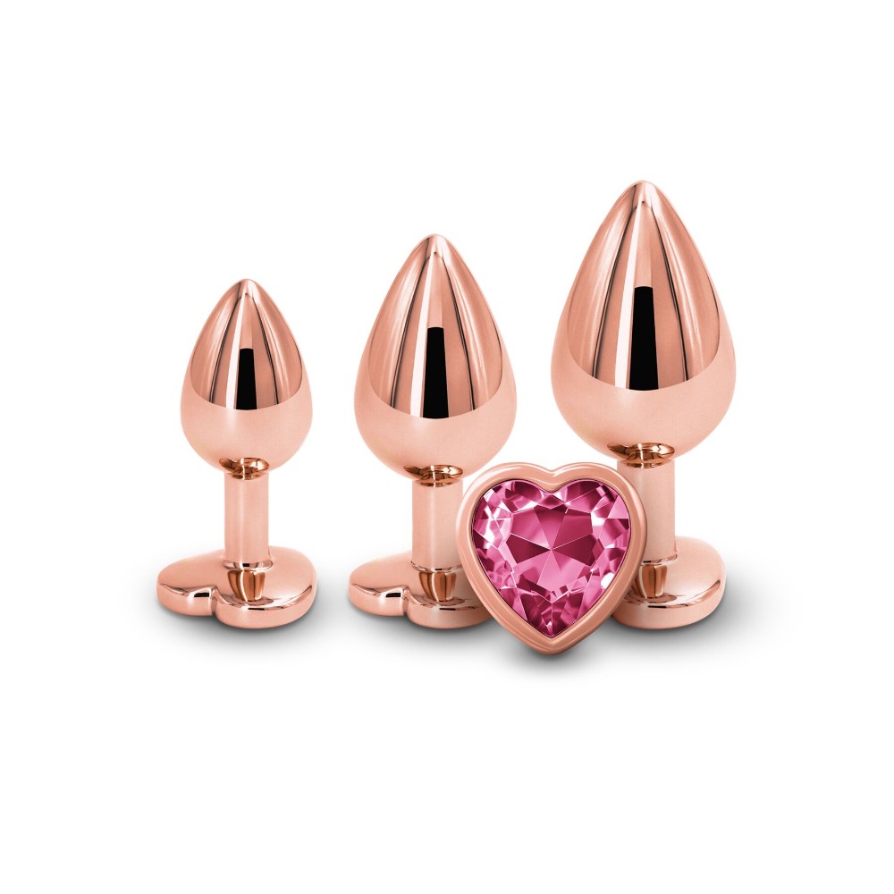 Набір анальних пробок NS Novelties Rear Assets - Trainer Kit - Rose Gold - Pink Heart - зображення 1