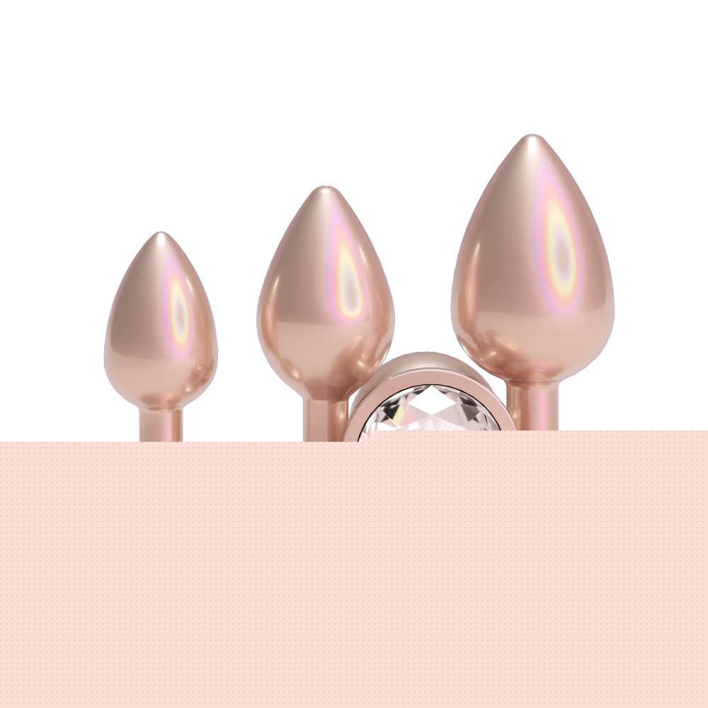 Набір анальних пробок NS Novelties Rear Assets - Trainer Kit - Iridescent Champagne - Clear Gem - зображення 1