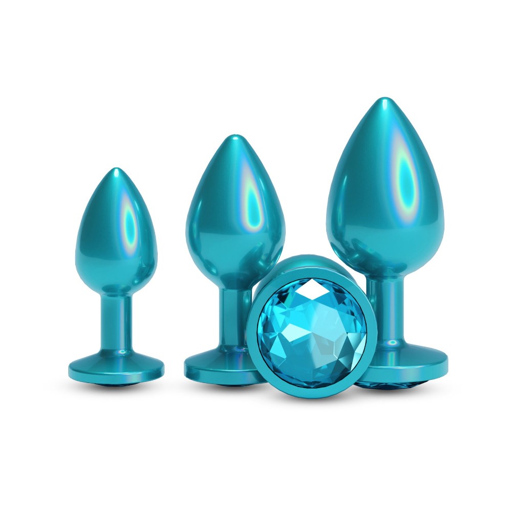 Набір анальних пробок NS Novelties Rear Assets - Trainer Kit - Iridescent Teal - Teal Gem - зображення 1
