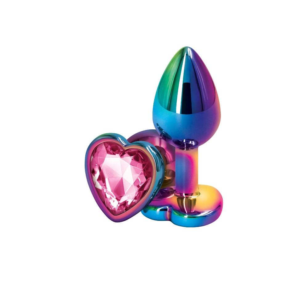 Анальна пробка NS Novelties Rear Assets - Multicolor Heart - Small - Pink - зображення 1