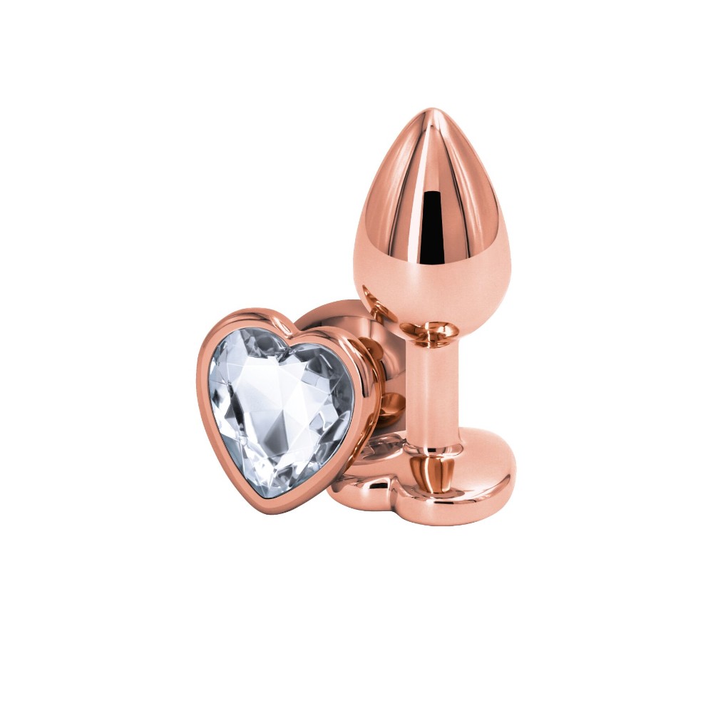 Анальна пробка NS Novelties Rear Assets - Rose Gold Heart - Small - Clear - зображення 1