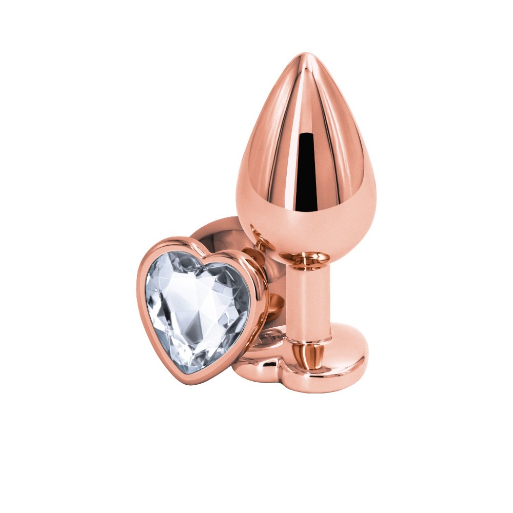 Анальна пробка NS Novelties Rear Assets - Rose Gold Heart - Medium - Clear - зображення 1